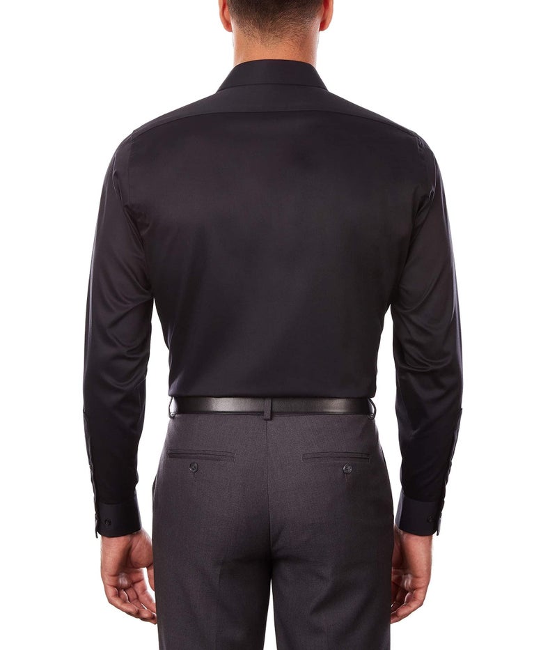 Van Heusen Men's Dress Shirt Regular Fit Flex Collar Stretch Solid Shirt, Black, 17" Neck 34"-35" Sleeve (X-Large) - Image 2
